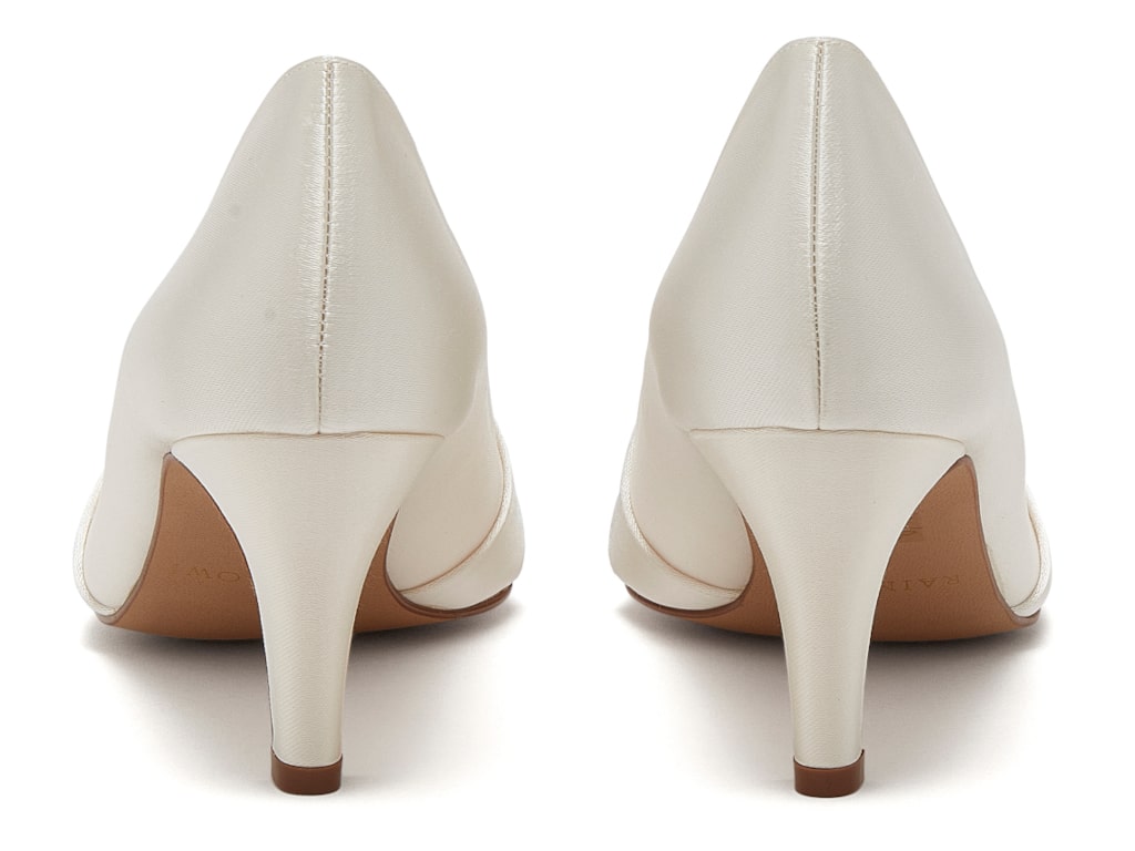 Lexi - Ivory Satin Wedding Court Shoes - Back
