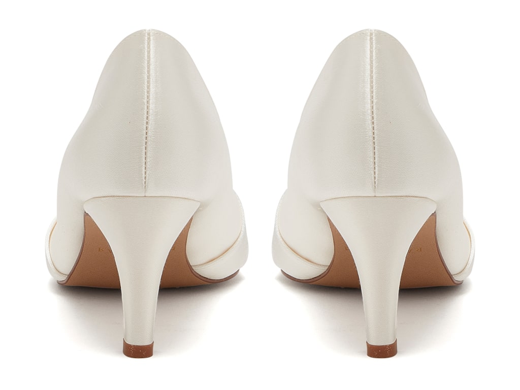 Lexi - Ivory Satin Wide Fitting Wedding Shoes - Back