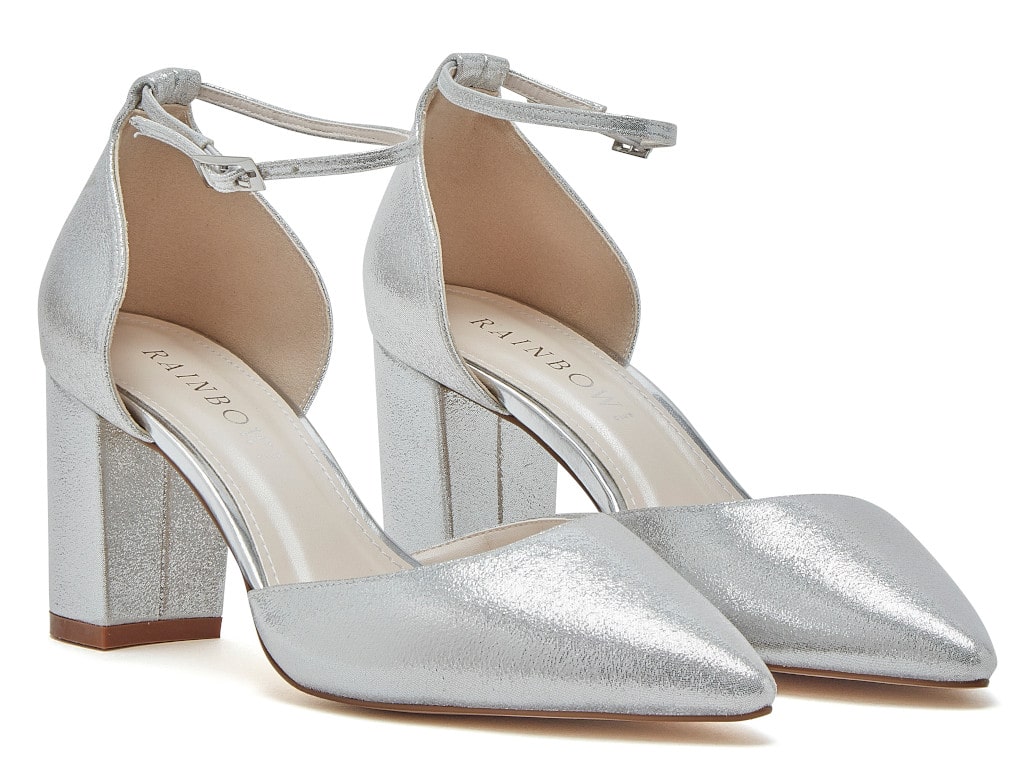 Luna Wide Fit Silver Ankle Strap Shoes Rainbow Club