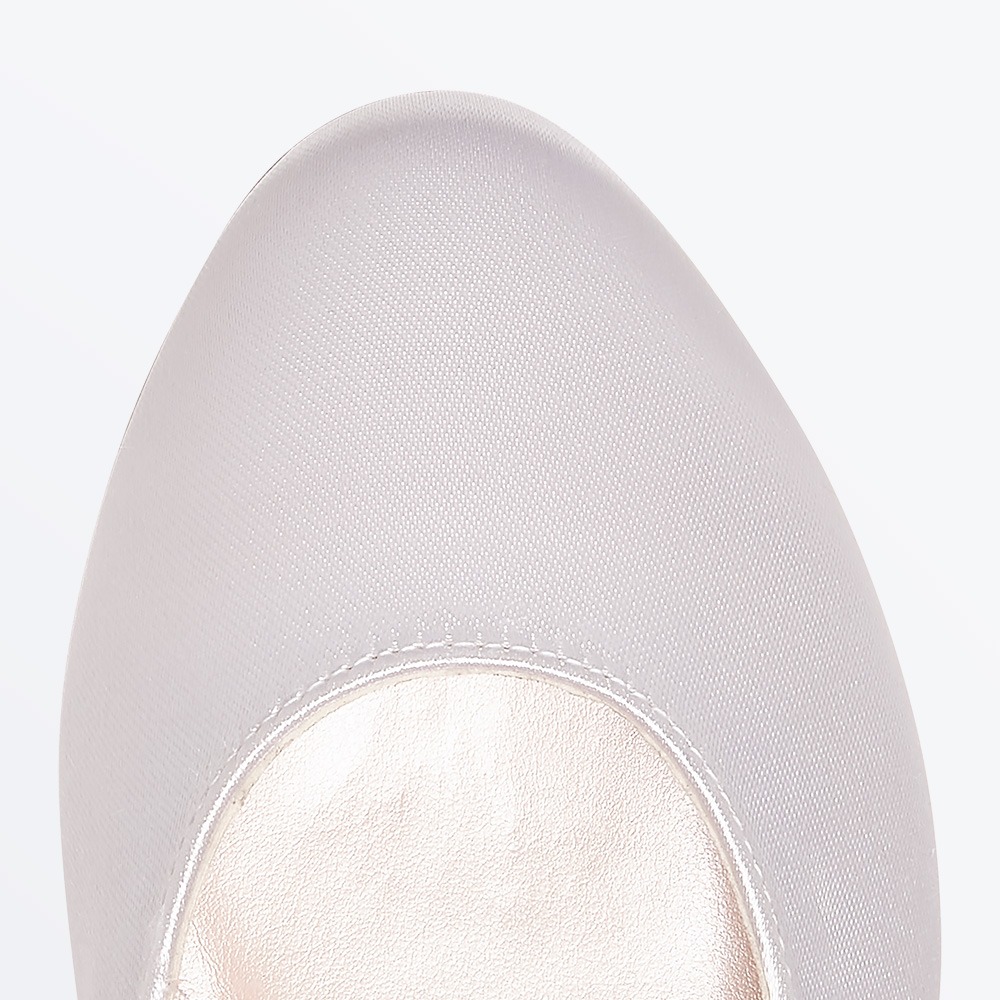 Maple - White Satin Diamante Communion Shoes - Toe Detail