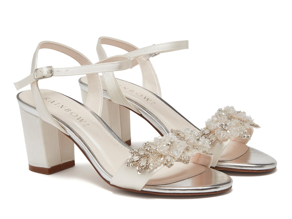 Mia - Petal Embellished Wedding Sandals - Front