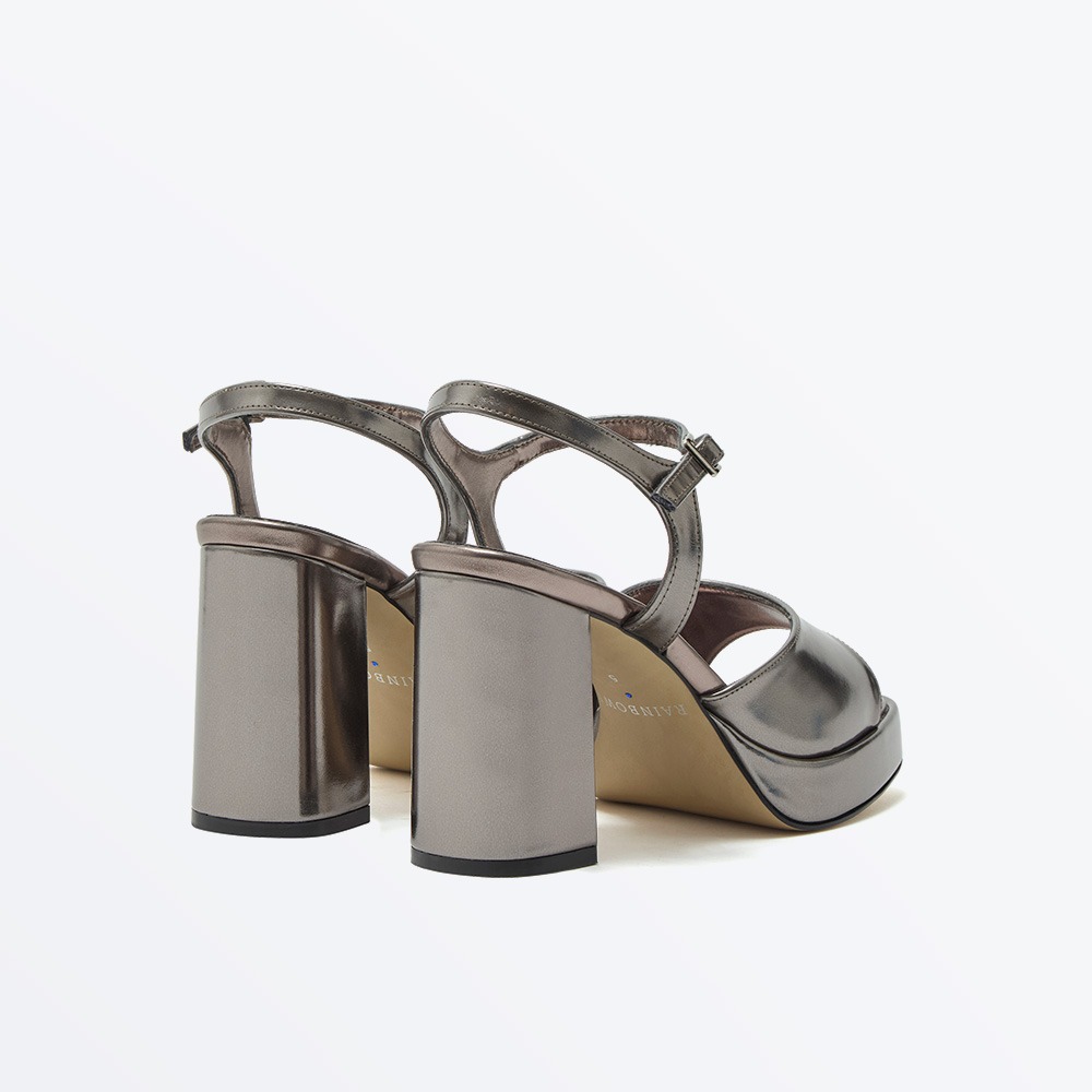 Nora Gun Metal Ailver Metallic Platform Sandal - Back