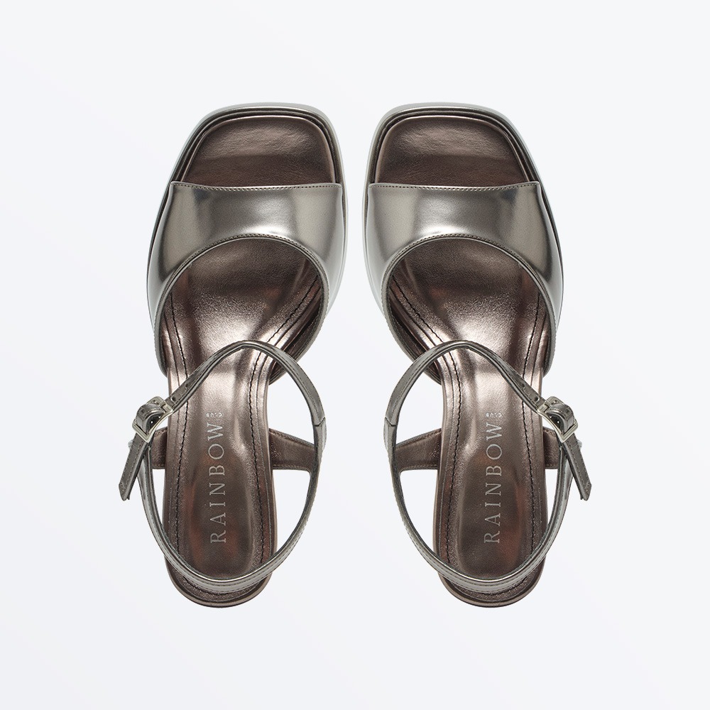 Nora Gun Metal Ailver Metallic Platform Sandal - Overhead