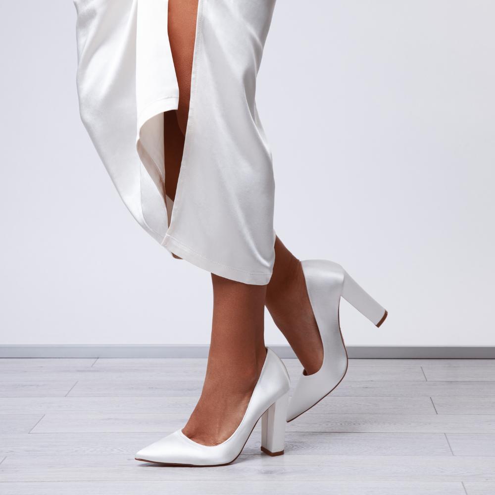 Remi - Ivory Wide Fit Block Heel Wedding Courts