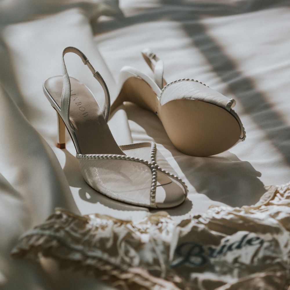 Sofia - Ivory Satin & Tulle Pearl Detail Bridal Shoes