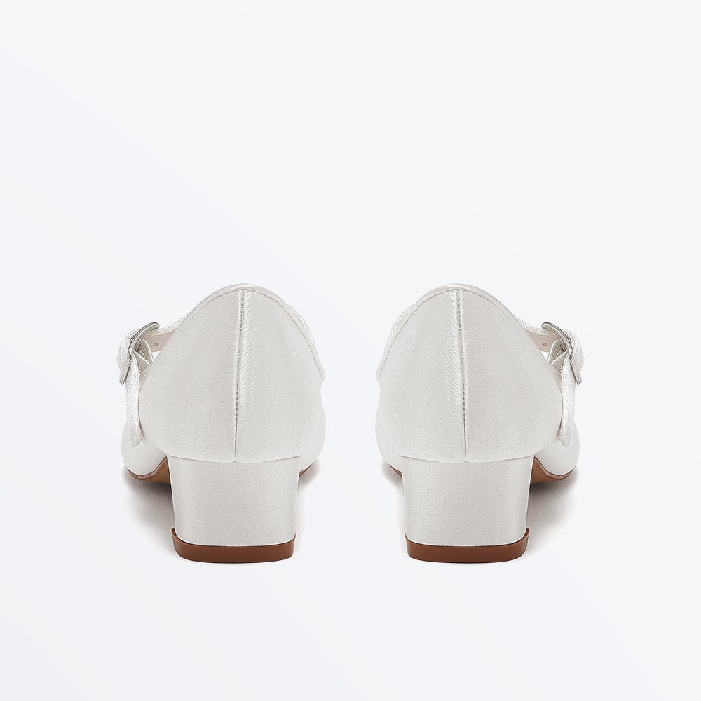 Verity - White Satin Girls Communion Shoes - Back