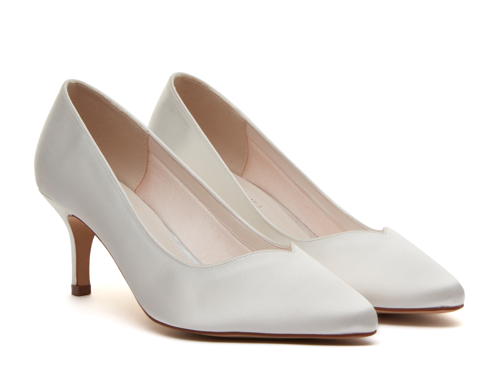 Elizabeth | Ivory Satin Wedding Court Shoes | Rainbow Club