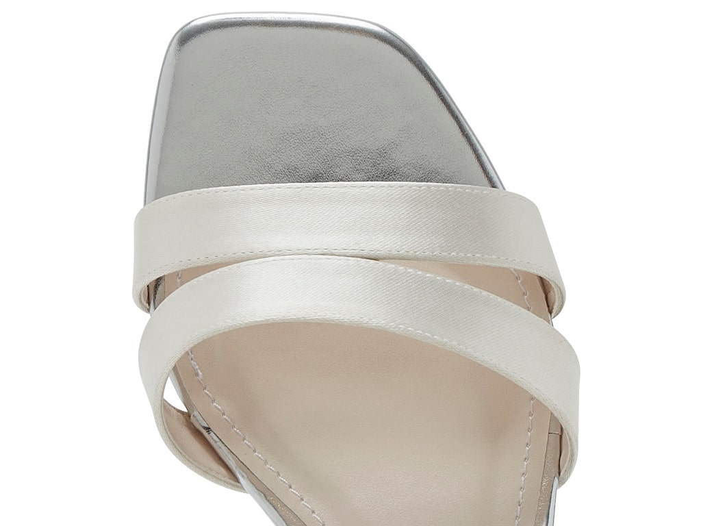 Zara - Ivory Satin Low Heel Wedding Sandals - Detail